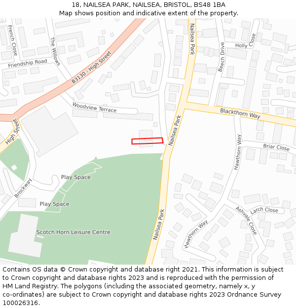 18, NAILSEA PARK, NAILSEA, BRISTOL, BS48 1BA: Location map and indicative extent of plot