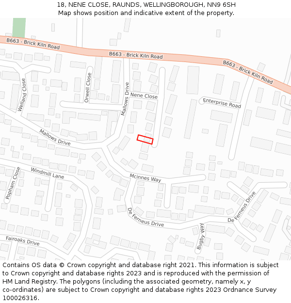 18, NENE CLOSE, RAUNDS, WELLINGBOROUGH, NN9 6SH: Location map and indicative extent of plot