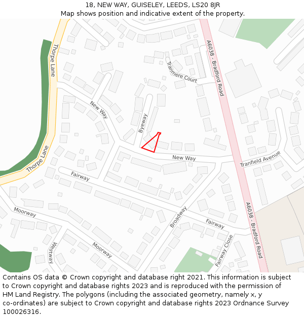 18, NEW WAY, GUISELEY, LEEDS, LS20 8JR: Location map and indicative extent of plot