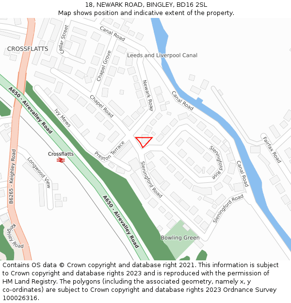 18, NEWARK ROAD, BINGLEY, BD16 2SL: Location map and indicative extent of plot