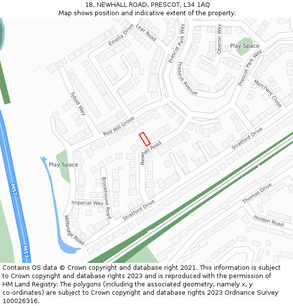 18, NEWHALL ROAD, PRESCOT, L34 1AQ: Location map and indicative extent of plot