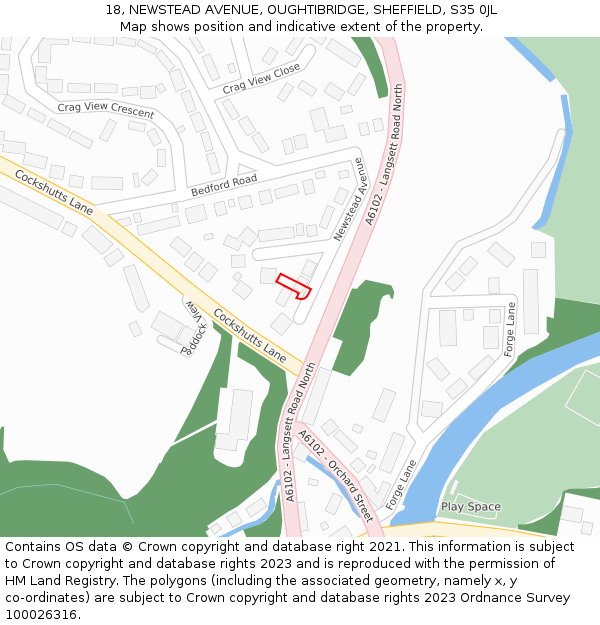 18, NEWSTEAD AVENUE, OUGHTIBRIDGE, SHEFFIELD, S35 0JL: Location map and indicative extent of plot