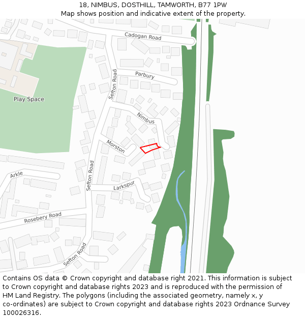 18, NIMBUS, DOSTHILL, TAMWORTH, B77 1PW: Location map and indicative extent of plot