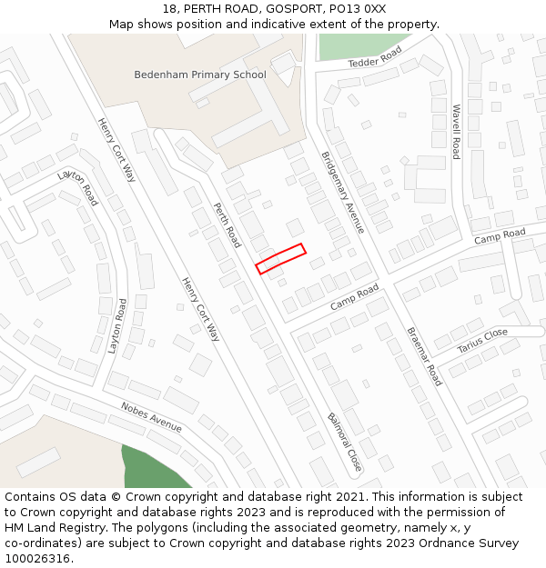 18, PERTH ROAD, GOSPORT, PO13 0XX: Location map and indicative extent of plot