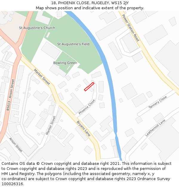 18, PHOENIX CLOSE, RUGELEY, WS15 2JY: Location map and indicative extent of plot