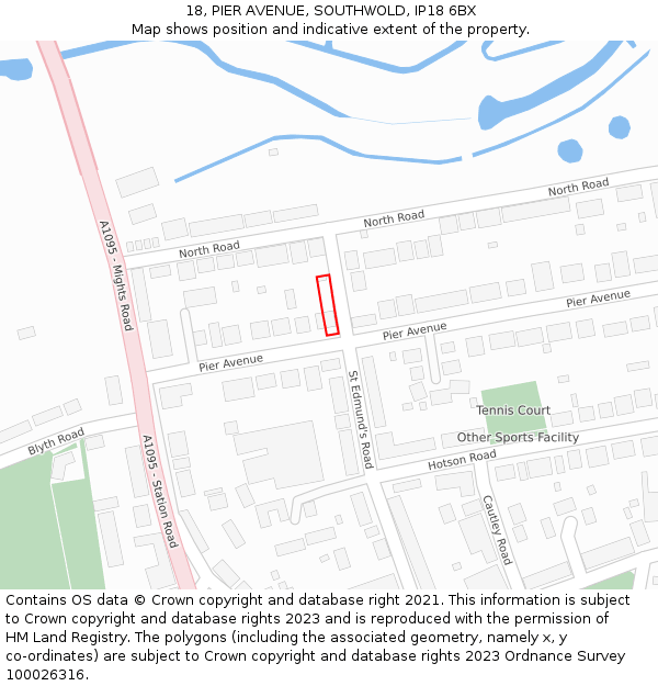 18, PIER AVENUE, SOUTHWOLD, IP18 6BX: Location map and indicative extent of plot