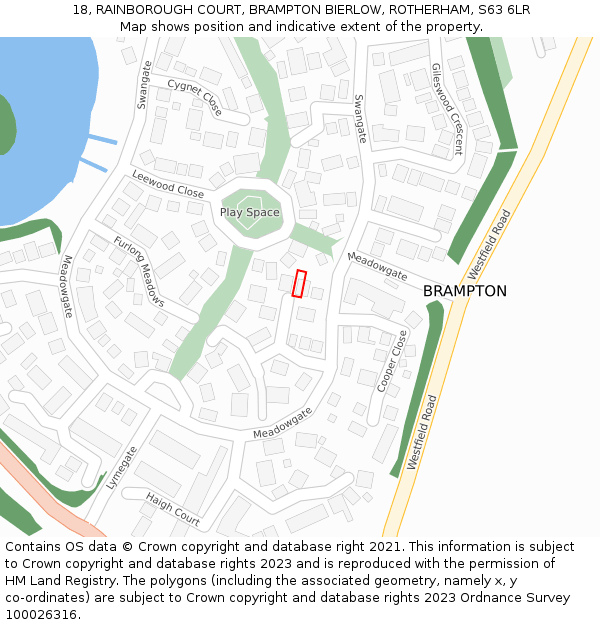 18, RAINBOROUGH COURT, BRAMPTON BIERLOW, ROTHERHAM, S63 6LR: Location map and indicative extent of plot