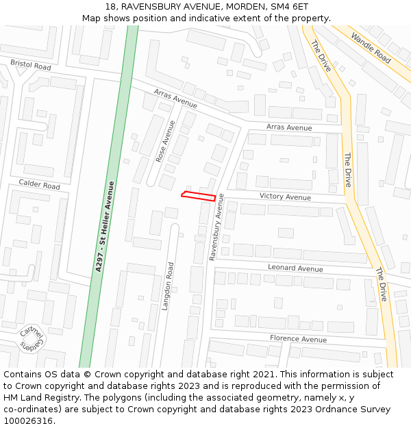 18, RAVENSBURY AVENUE, MORDEN, SM4 6ET: Location map and indicative extent of plot