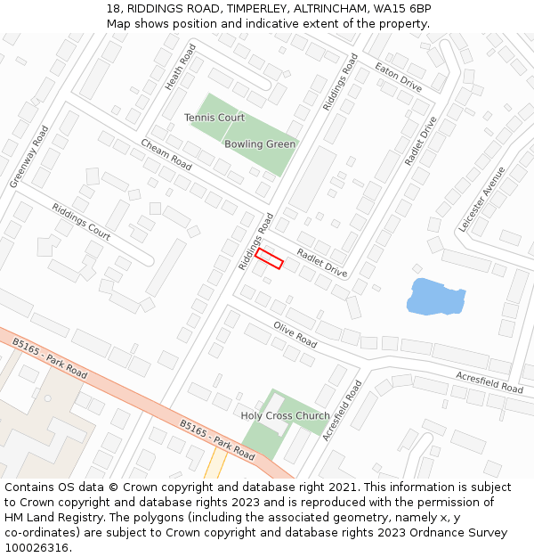 18, RIDDINGS ROAD, TIMPERLEY, ALTRINCHAM, WA15 6BP: Location map and indicative extent of plot