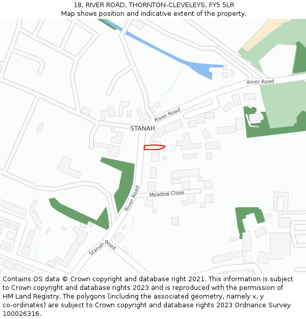 18, RIVER ROAD, THORNTON-CLEVELEYS, FY5 5LR: Location map and indicative extent of plot