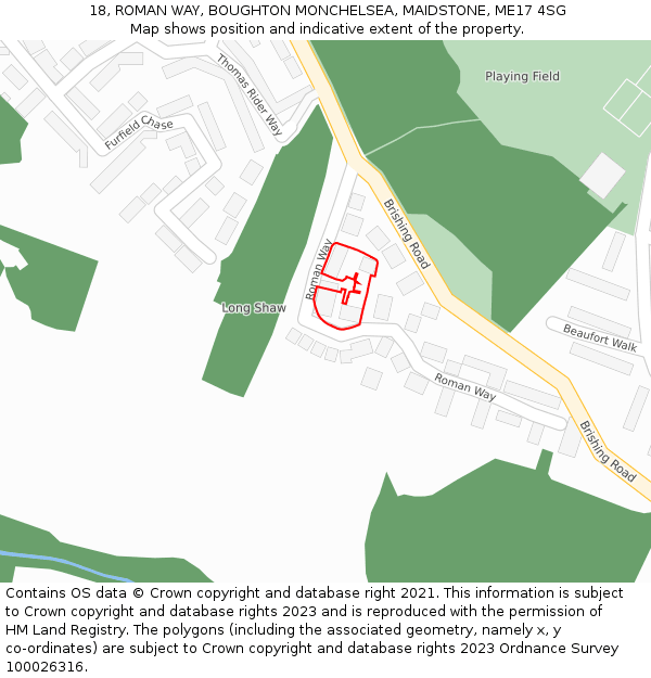 18, ROMAN WAY, BOUGHTON MONCHELSEA, MAIDSTONE, ME17 4SG: Location map and indicative extent of plot