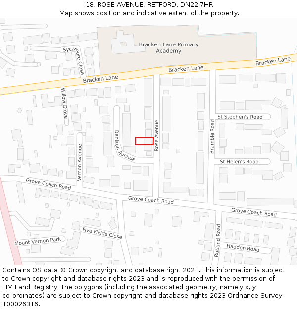 18, ROSE AVENUE, RETFORD, DN22 7HR: Location map and indicative extent of plot