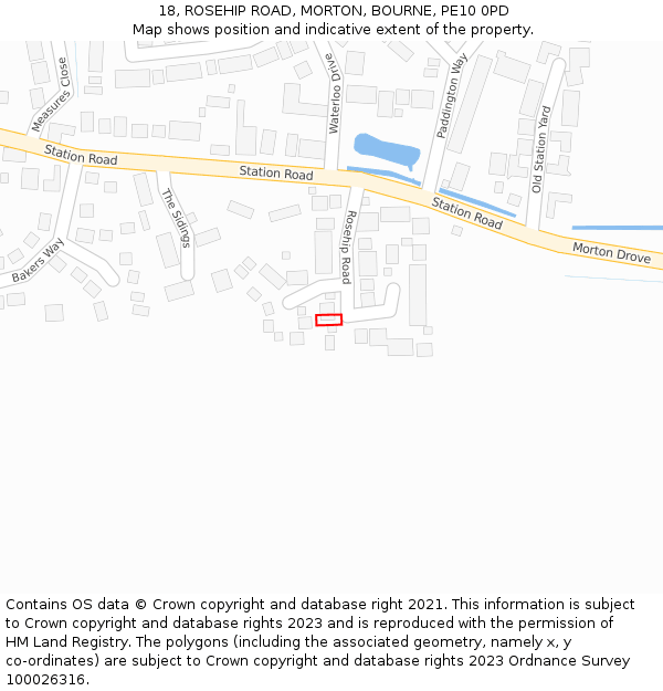 18, ROSEHIP ROAD, MORTON, BOURNE, PE10 0PD: Location map and indicative extent of plot