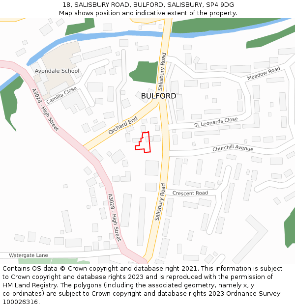 18, SALISBURY ROAD, BULFORD, SALISBURY, SP4 9DG: Location map and indicative extent of plot