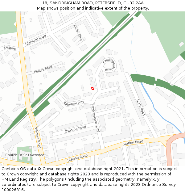 18, SANDRINGHAM ROAD, PETERSFIELD, GU32 2AA: Location map and indicative extent of plot