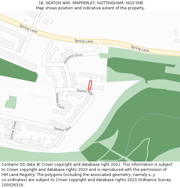 18, SEATON WAY, MAPPERLEY, NOTTINGHAM, NG3 5XB: Location map and indicative extent of plot