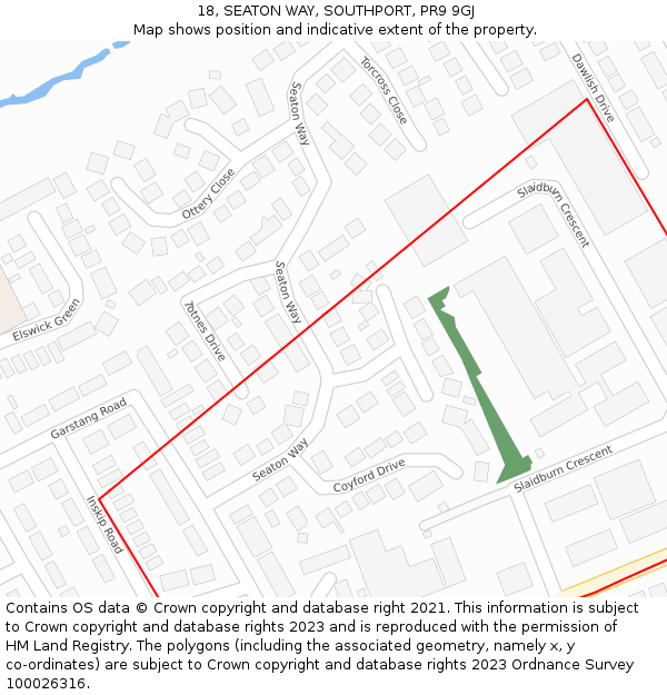18, SEATON WAY, SOUTHPORT, PR9 9GJ: Location map and indicative extent of plot