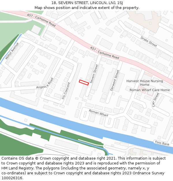 18, SEVERN STREET, LINCOLN, LN1 1SJ: Location map and indicative extent of plot