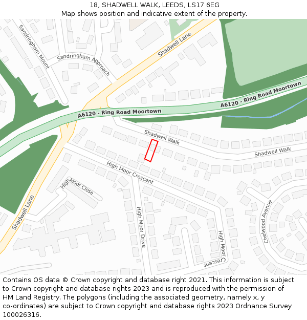 18, SHADWELL WALK, LEEDS, LS17 6EG: Location map and indicative extent of plot
