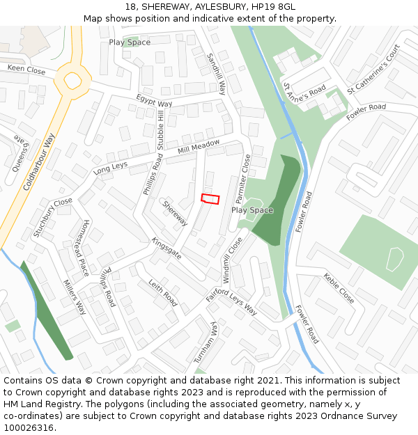 18, SHEREWAY, AYLESBURY, HP19 8GL: Location map and indicative extent of plot