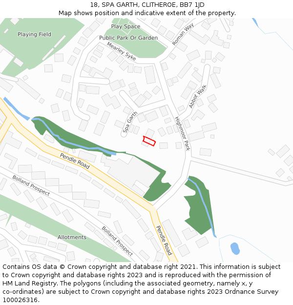18, SPA GARTH, CLITHEROE, BB7 1JD: Location map and indicative extent of plot