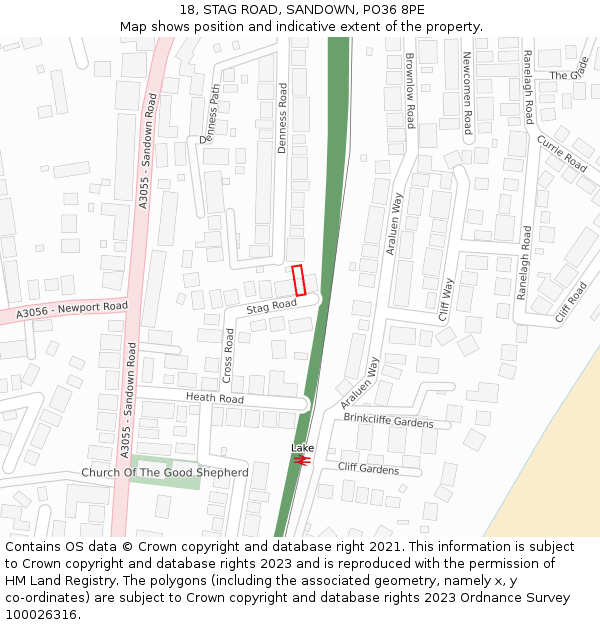 18, STAG ROAD, SANDOWN, PO36 8PE: Location map and indicative extent of plot