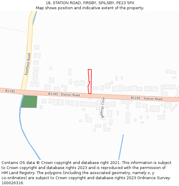 18, STATION ROAD, FIRSBY, SPILSBY, PE23 5PX: Location map and indicative extent of plot