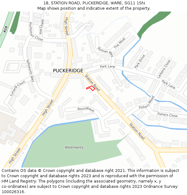 18, STATION ROAD, PUCKERIDGE, WARE, SG11 1SN: Location map and indicative extent of plot
