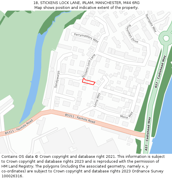 18, STICKENS LOCK LANE, IRLAM, MANCHESTER, M44 6RG: Location map and indicative extent of plot