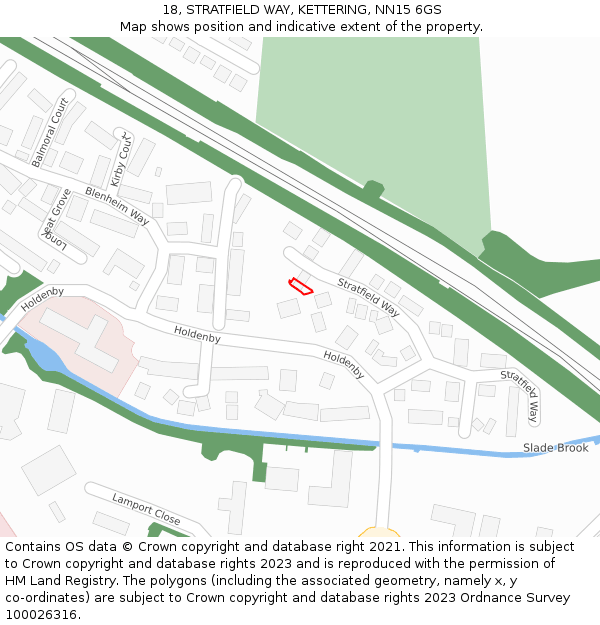 18, STRATFIELD WAY, KETTERING, NN15 6GS: Location map and indicative extent of plot
