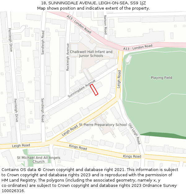 18, SUNNINGDALE AVENUE, LEIGH-ON-SEA, SS9 1JZ: Location map and indicative extent of plot