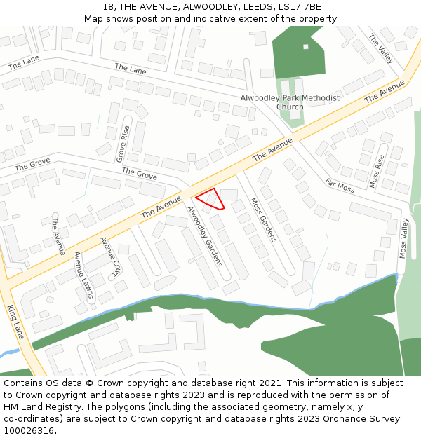 18, THE AVENUE, ALWOODLEY, LEEDS, LS17 7BE: Location map and indicative extent of plot