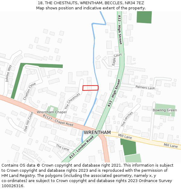 18, THE CHESTNUTS, WRENTHAM, BECCLES, NR34 7EZ: Location map and indicative extent of plot