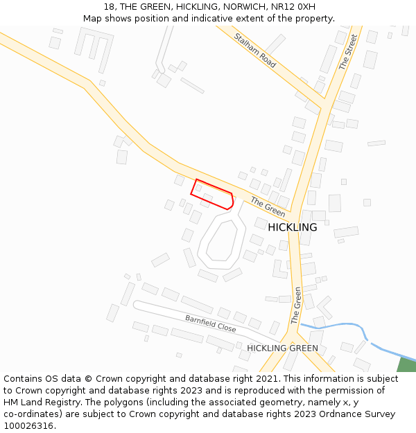 18, THE GREEN, HICKLING, NORWICH, NR12 0XH: Location map and indicative extent of plot