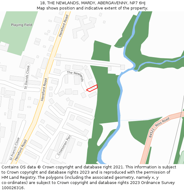 18, THE NEWLANDS, MARDY, ABERGAVENNY, NP7 6HJ: Location map and indicative extent of plot