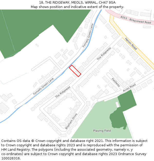 18, THE RIDGEWAY, MEOLS, WIRRAL, CH47 9SA: Location map and indicative extent of plot
