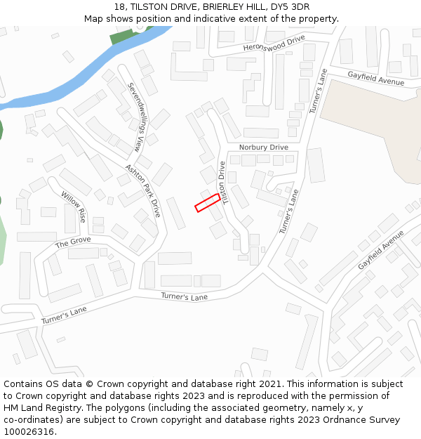 18, TILSTON DRIVE, BRIERLEY HILL, DY5 3DR: Location map and indicative extent of plot