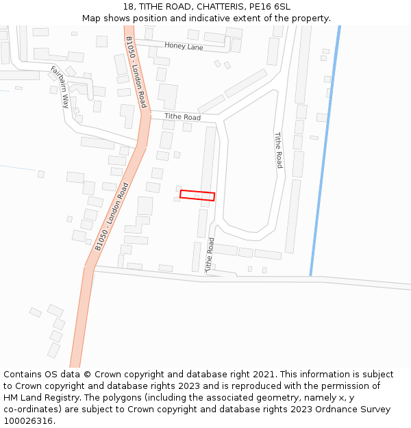 18, TITHE ROAD, CHATTERIS, PE16 6SL: Location map and indicative extent of plot