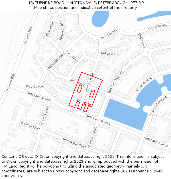 18, TURNPIKE ROAD, HAMPTON VALE, PETERBOROUGH, PE7 8JP: Location map and indicative extent of plot