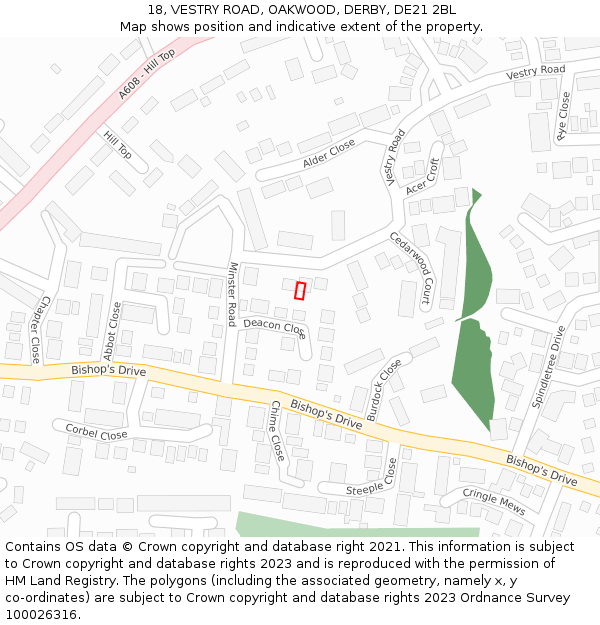 18, VESTRY ROAD, OAKWOOD, DERBY, DE21 2BL: Location map and indicative extent of plot