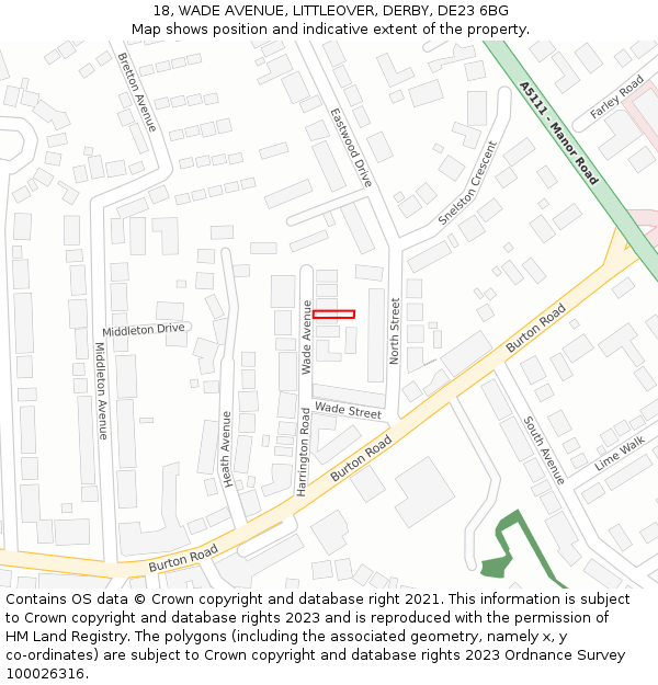 18, WADE AVENUE, LITTLEOVER, DERBY, DE23 6BG: Location map and indicative extent of plot