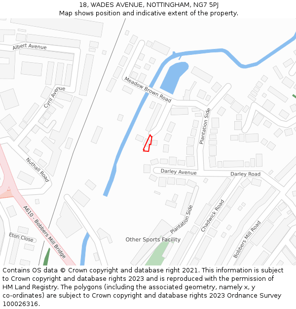18, WADES AVENUE, NOTTINGHAM, NG7 5PJ: Location map and indicative extent of plot