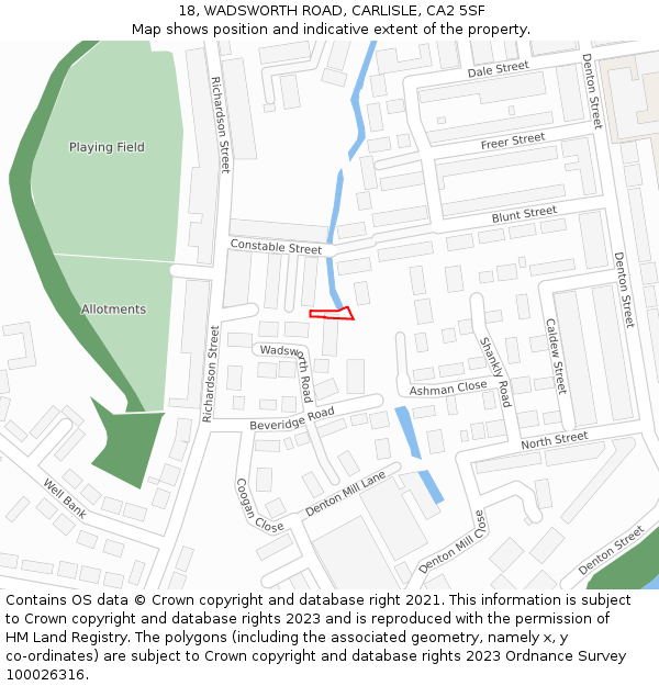 18, WADSWORTH ROAD, CARLISLE, CA2 5SF: Location map and indicative extent of plot