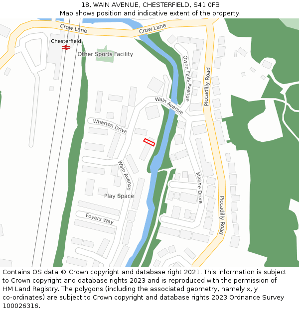 18, WAIN AVENUE, CHESTERFIELD, S41 0FB: Location map and indicative extent of plot