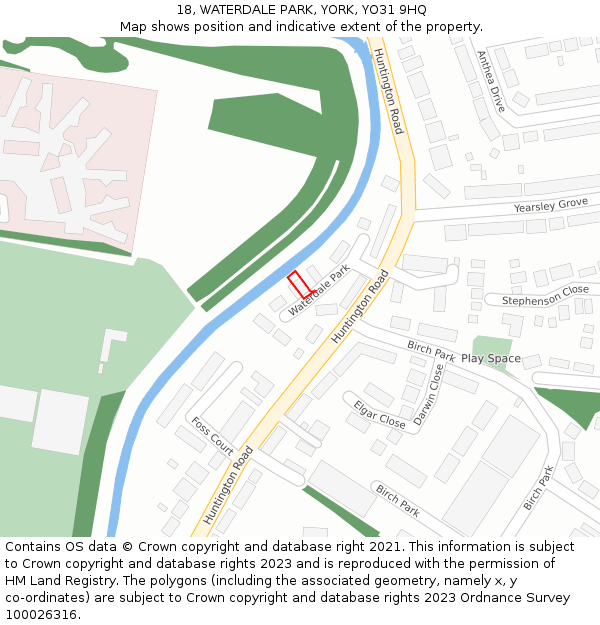 18, WATERDALE PARK, YORK, YO31 9HQ: Location map and indicative extent of plot