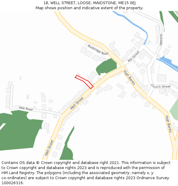 18, WELL STREET, LOOSE, MAIDSTONE, ME15 0EJ: Location map and indicative extent of plot