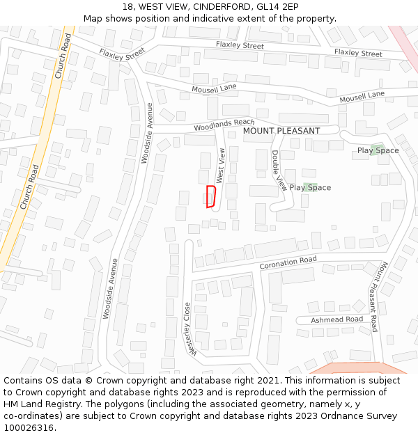 18, WEST VIEW, CINDERFORD, GL14 2EP: Location map and indicative extent of plot