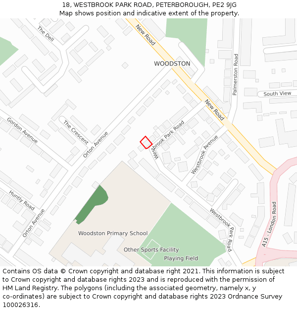 18, WESTBROOK PARK ROAD, PETERBOROUGH, PE2 9JG: Location map and indicative extent of plot