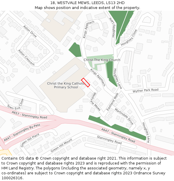 18, WESTVALE MEWS, LEEDS, LS13 2HD: Location map and indicative extent of plot