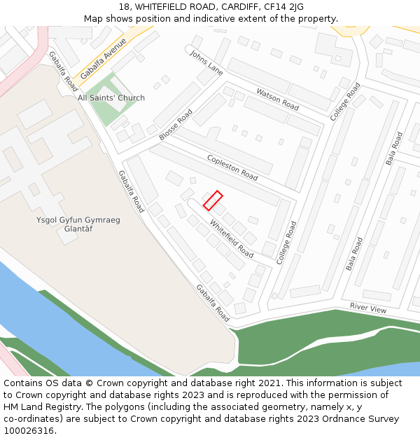 18, WHITEFIELD ROAD, CARDIFF, CF14 2JG: Location map and indicative extent of plot